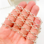 Load image into Gallery viewer, Sterling Silver Textured Long and Short Link Chain