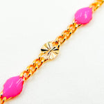 Load image into Gallery viewer, Gold Filled Pink Color Enamel Marina Link Chain