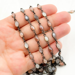 Load image into Gallery viewer, CMS106. Coated Multi Moonstone Oval Shape Bezel Oxidized Wire Chain
