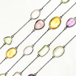 Load image into Gallery viewer, Multi Gemstone Organic Shape Connected Wire Chain.
