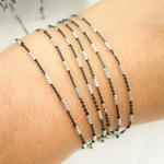 Load image into Gallery viewer, Black Rhodium Sterling Silver Satellite Diamond Cut Tube Chain