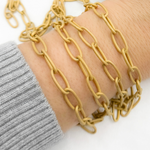 Load image into Gallery viewer, V14GPM. Gold Plated Matt 925 Sterling Silver Oval Link Chain