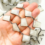 Load image into Gallery viewer, White Moonstone Fancy Shape Bezel Chain.