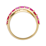 Load image into Gallery viewer, 14K Solid Yellow Gold Diamond and Gemstone Cross Ring