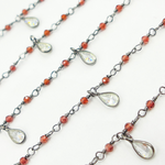 Load image into Gallery viewer, Garnet & CZ Dangle Oxidized Wire Chain
