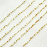 Load image into Gallery viewer, Moonstone Wire Wrap Chain made with Gold Plated 925 Sterling Silver.