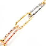 Load image into Gallery viewer, Sterling Silver Gold Plated, Black Rhodium & Rose Plated Paperclip Diamond Cut Link Chain