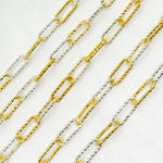 Load image into Gallery viewer, V10GS. Sterling Silver Paperclip Diamond Cut Gold Plated & Silver Link Chain