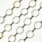 Load image into Gallery viewer, Crystal Hexagon Shape Bezel Oxidized Wire Chain.