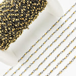 Load image into Gallery viewer, Black Rhodium Sterling Silver and Gold Pyrite Wire Wrapped Beads Chain