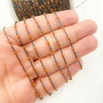Load image into Gallery viewer, Oxidized Sterling Silver Enamel Orange Color Cable Chain