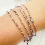 Load image into Gallery viewer, Coated Red Quartz & Round CZ Wire Wrap Chain