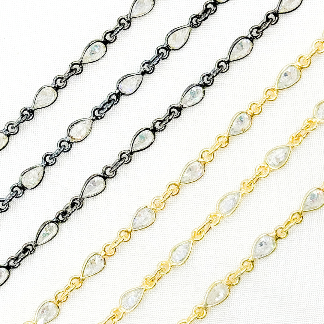Cubic Zirconia Pear Shape Connected Chain