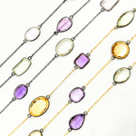 Load image into Gallery viewer, Multi Gemstone Organic Shape Connected Wire Chain