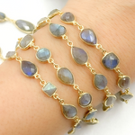 Load image into Gallery viewer, Labradorite Pear and Circle Shape Bezel Chain.