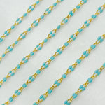 Load image into Gallery viewer, Gold Plated Enamel Sterling Silver Turquoise Enamel Chain