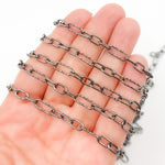 Load image into Gallery viewer, Black Rhodium Sterling Silver Smooth and Diamond Cut Paperclip Chain