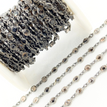 Load image into Gallery viewer, Smoky Quartz Round Shape Bezel Oxidized Wire Chain