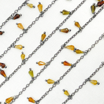 Load image into Gallery viewer, Multi Tourmaline Drop Dangle Oxidized Wire Chain.