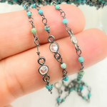 Load image into Gallery viewer, Chrysocolla and C.Z. Oxidized Wire Chain