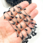 Load image into Gallery viewer, Black Spinel Drop Dangle Oxidized Wire Chain.