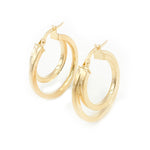 Load image into Gallery viewer, 15850003992. 14K Solid Gold Fancy Hollow Double Hoop Earrings