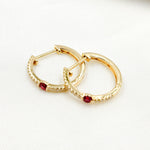 Load image into Gallery viewer, 14K Solid Gold Diamond & Blue Sapphire Hoop Earrings