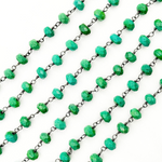 Load image into Gallery viewer, Green Turquoise Rondel Shape Oxidized Wire Chain.