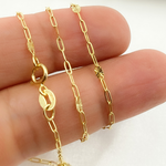 Load image into Gallery viewer, 14k Solid Gold Smooth Paperclip Diamond Cut Marina Link Chain