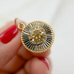 Load image into Gallery viewer, 14k Solid Gold and Sterling Silver Black Rhodium Diamonds Circle Charm