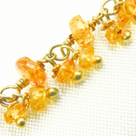 Load image into Gallery viewer, Orange Garnet Cluster Dangle Gold Plated Wire Chain.