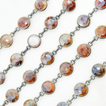 Load image into Gallery viewer, Coated Chocolate Moonstone Round Shape Bezel Oxidized Wire Chain.