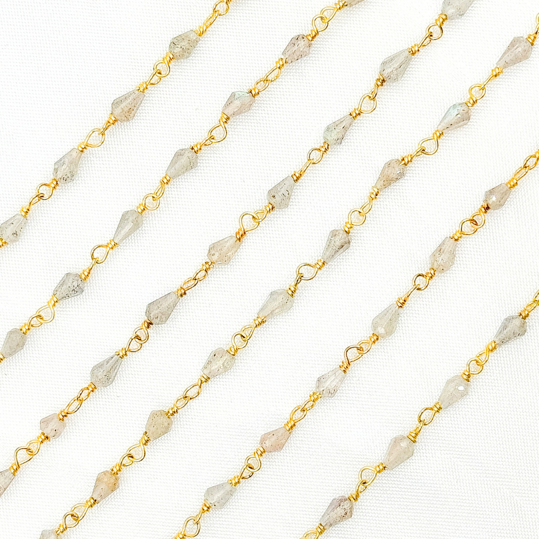 Labradorite Gold Plated Wire Chain.
