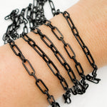 Load image into Gallery viewer, Black Rhodium Matt Sterling Silver Flat Paperclip Long and Short Chain