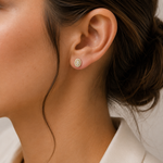 Load image into Gallery viewer, EFH52014. 14K Solid Gold and Diamonds Oval Earrings