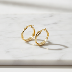 Load image into Gallery viewer, 15850021292. 14K Solid Gold Fancy Braided Hollow Hoop Earrings