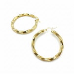 Load image into Gallery viewer, GER129. 14K Solid Gold Twisted Hoop with Texture