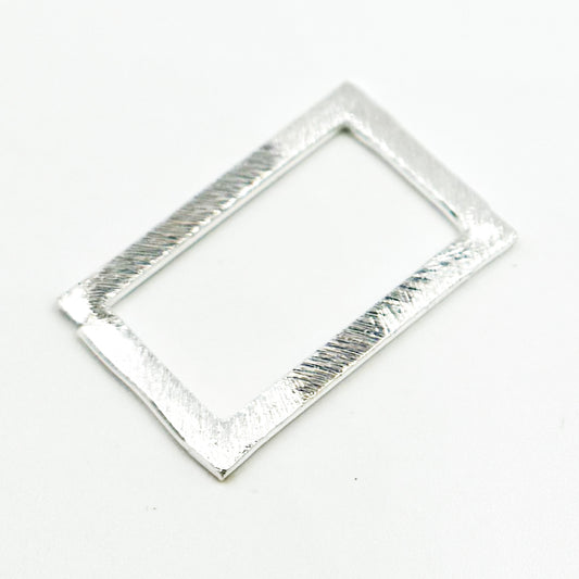 RS1SS. 20MM White Sterling Silver Brushed Rectangle Connector