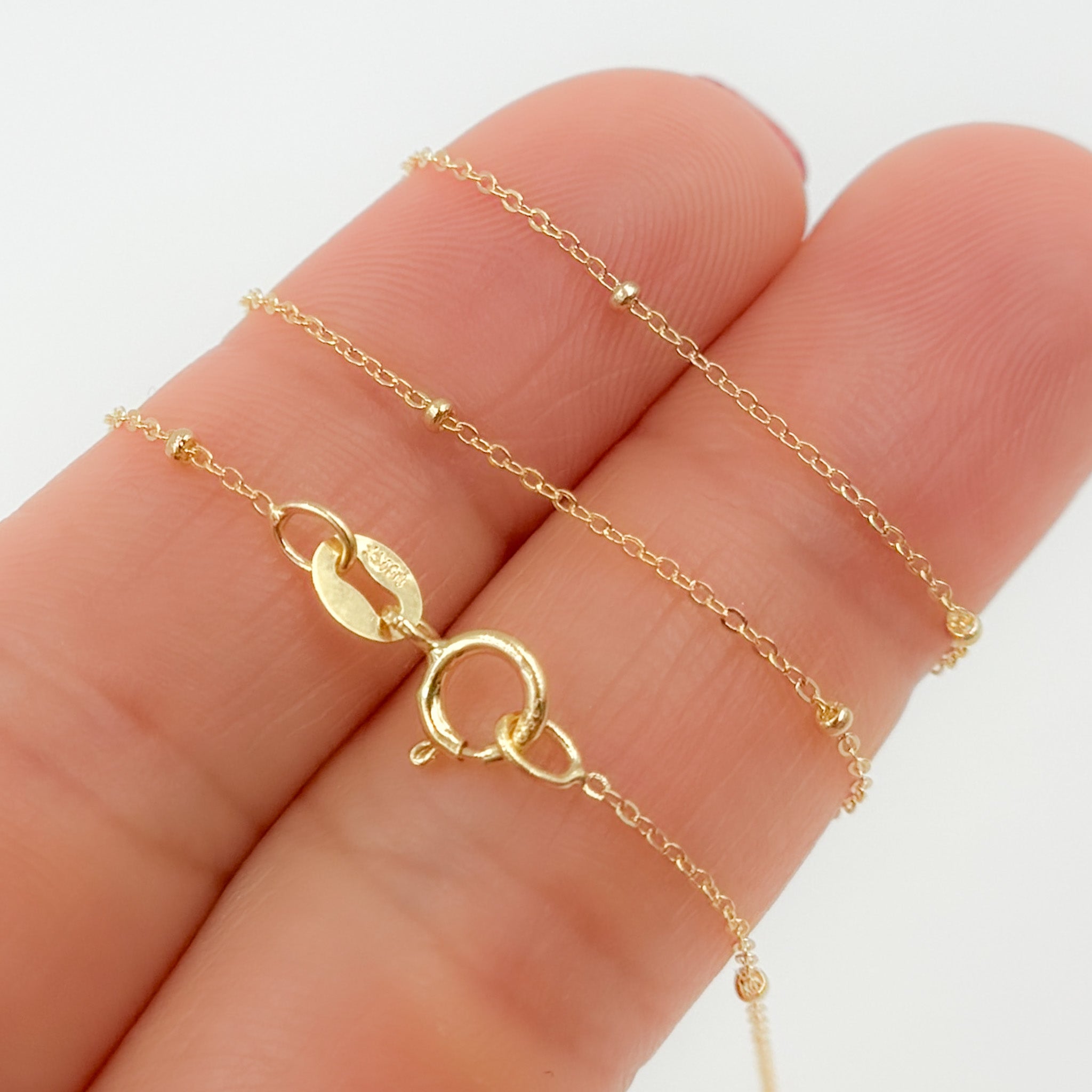 18K Solid Yellow Gold Satellite Bead Chain