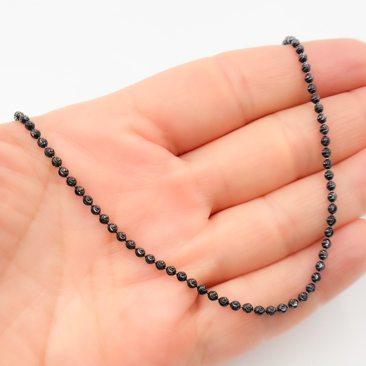 Black Rhodium Sterling Silver Bead Necklace