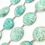 Load image into Gallery viewer, Amazonite Oval Shape Oxidized Wire Chain