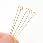 Load image into Gallery viewer, 24 Gauge Gold-filled Eye Pin 2 Inch Headpin