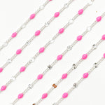 Load image into Gallery viewer, Sterling Silver Pink Color Enamel Marina Link Chain