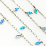 Load image into Gallery viewer, Created Blue Opal Marquise Shape Dangle Chain