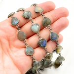 Load image into Gallery viewer, Labradorite Triangle Shape Bezel Oxidized Wire Chain