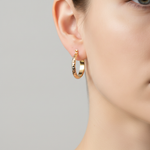 Load image into Gallery viewer, GER62. 14K Gold Diamond Cut Tri-Color Hoop Earrings