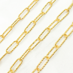 Load image into Gallery viewer, Gold Plated 925 Sterling Silver Paperclip Diamond Cut Unfinished Oval Link Chain. V10GP