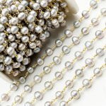 Load image into Gallery viewer, Grey Pearl Round Gold Plated Wire Chain