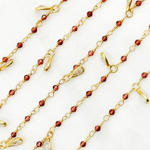 Load image into Gallery viewer, Garnet & CZ Dangle Gold Plated Wire Chain.