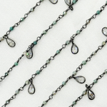 Load image into Gallery viewer, Coated Green Quartz & CZ Dangle Oxidized Wire Chain.